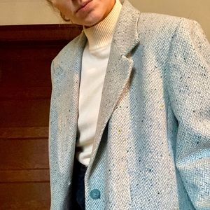 Vintage Talbots women’s L blazer- blue with green and white specs